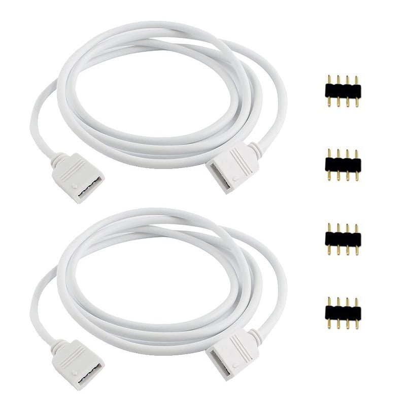 RGBZONE 2 Pack 2M 6.6ft Extension Cable Connect Female Plug to SMD 5050 RGB LED Strip Light with Free 4pcs 4pin Connector - Image 1